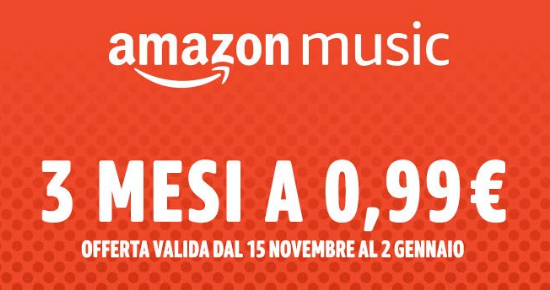 Offerta Amazon Music: 3 mesi a 0,99€
