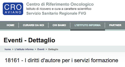 Diritto d’autore per i servizi di formazione: corso al CRO di Aviano (9.1 crediti ECM)