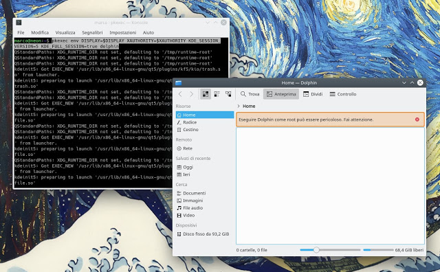 come eseguire dolphin come root con kde neon e kubuntu