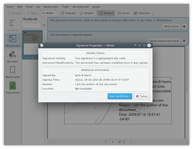 okular in arrivo il supporto alla visualizzazione di firme e certificati pdf 1