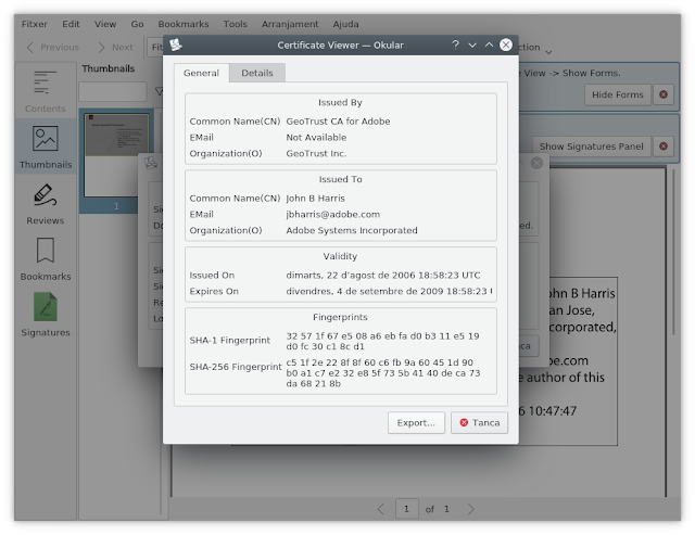 okular in arrivo il supporto alla visualizzazione di firme e certificati pdf 2