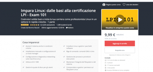 Udemy offre corsi Linux certificati in Italiano col 93% di sconto!