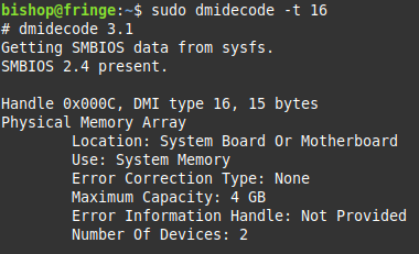 Linux: vedere la quantità massima di RAM supportata