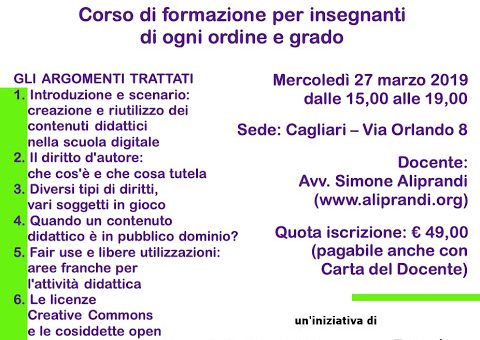 Tutela e riutilizzo dei contenuti didattici: corso di formazione a Cagliari