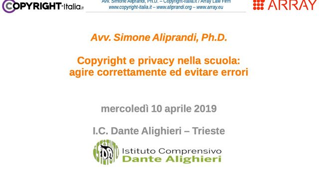 Copyright e privacy nella scuola: agire correttamente ed evitare errori. Corso a Trieste
