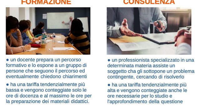 Rimarchiamo la differenza tra formazione e consulenza