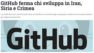 Problemi con Github se lavori da Crimea, Cuba, Iran, Corea del Nord e Siria. Meglio sposarsi su altri repository?