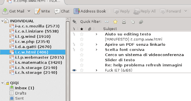 Guida a Mozilla Thunderbid: Ignorare le discussioni.