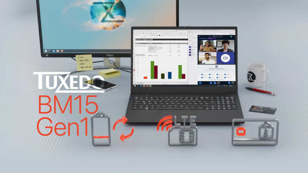 TUXEDO BM15 Gen1: il notebook business GNU/Linux aggiornabile con lettore smart card e connettività 4G LTE
